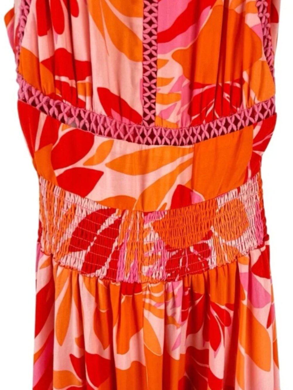 NEW Abel The Label Anthropologie Rumi Halter Maxi Dress Floral Orange Pink XS - Picture 7 of 16